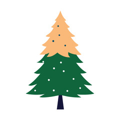 Snowfall On Christmas Tree Silhouette Scene