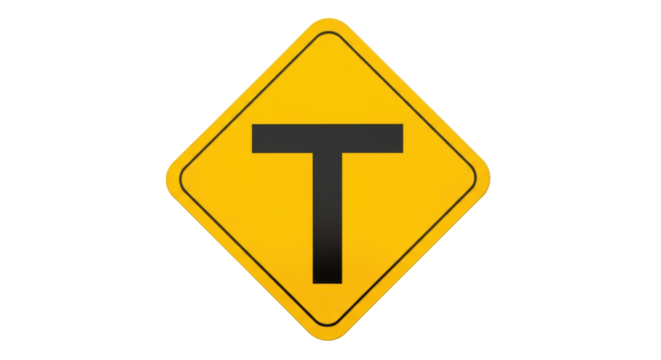 Isolated T-Intersection Road Sign