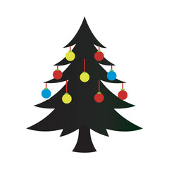 Ornaments On Rustic Christmas Pine Tree