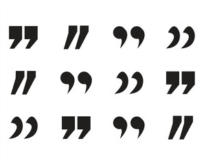 Black quotation mark icon set, Quotation mark. Quotation mark symbol vector illustration
