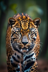 Obraz premium ia generated. close up of a leopard. close up of a jaguar. portrait of a leopard. portrait of a bengal tiger