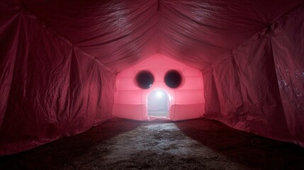 Ethereal pink cavern resembling cosmic womb, perfect for Surrealist Explorations Week or Esoteric Illumination Festival imagery