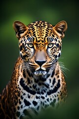 Naklejka premium ia generated. close up of a leopard. close up of a jaguar. portrait of a leopard. portrait of a bengal tiger