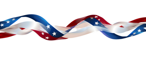 Flying Ribbon with Mini Stars and Stripes in Centered Vector Layout Isolated to Transparent Background