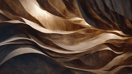 Golden Abstract Wave Texture with Flowing Organic Curves