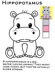 Hippopotamus drawing for children. 