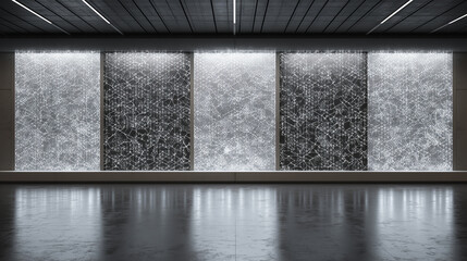 Futuristic Light Grid Panels in High-Tech Interior