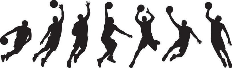 Basketball players in action silhouettes sport vector, isolated on white background, cutout, png, clipping path, transparent, image, download, 2025,2026 download