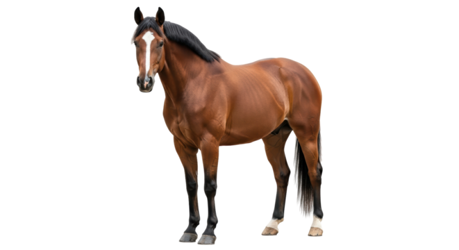 Isolated Brown Horse Standing