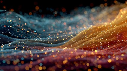 Vivid flying shapes dancing above earth line in abstract animation style