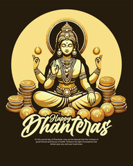 Happy Dhanteras Celebration Indian Festival Dhanatrayodashi Diwali First Day Illustration or Social Media Template