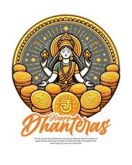 Happy Dhanteras Celebration Indian Festival Dhanatrayodashi Diwali First Day Illustration or Social Media Template