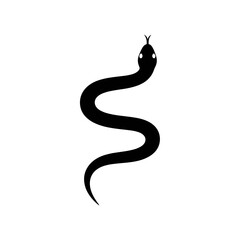 Fototapeta premium Simple black snake silhouette icon. Minimalist serpent vector graphic isolated on a white background.