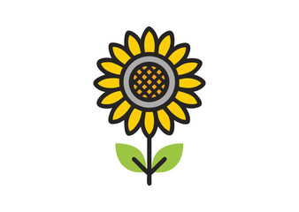 Sunflower flower Vector, Sunflower Icon Illustration