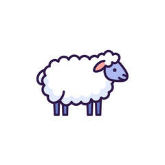 Adorable lamb or sheep vector illustration. A minimalist farm animal character icon with a fluffy coat, isolated on a white background.