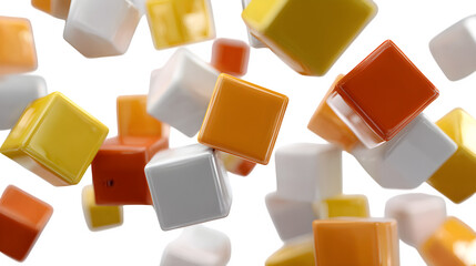 Colorful Geometric Cubes, isolated on transparent background