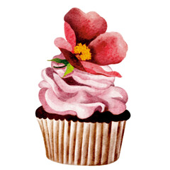 Cupcake with pink icing