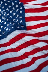Obraz premium ia generated. Waving United States flag, patriotic symbol on neutral background.