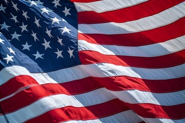 Fototapeta premium ia generated. Waving United States flag, patriotic symbol on neutral background.