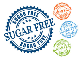 Sugar Free Label Pack, Grunge Rubber Clean Eating Vector Stamp Set  