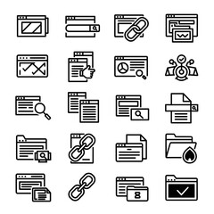 Web Development Process Streamline with Interface Icons for Website Enhancement