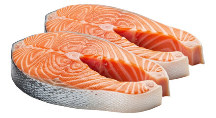 Isolated Fresh Salmon Steaks