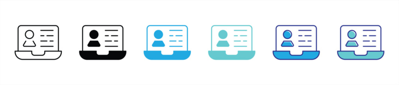 digital identity snapshot icon set. contain online profiles, student portals, virtual presence representation thin line and color style icon symbol sign for your app web. vector illustration