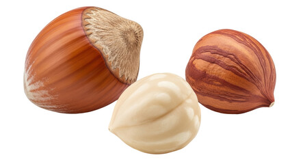 Isolated Three Hazelnuts