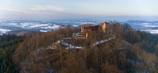 Ruins of Kumburk Castle and the Czech landscape
