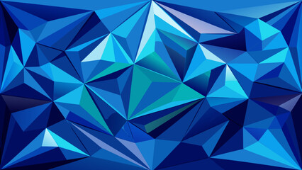 Fototapeta premium Vector art of a stunning abstract geometric pattern of faceted blue crystals creates a dynamic and vibrant background with striking light and shadow