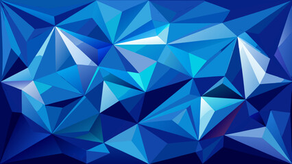 Fototapeta premium Vector art of an intricate abstract geometric design with sharp angles and facets in a spectrum of cool blue tones