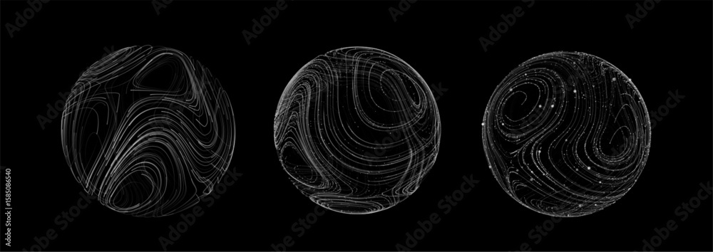 Poster abstract 3d particle sphere with tech science data and ai globe network. medical digital background 