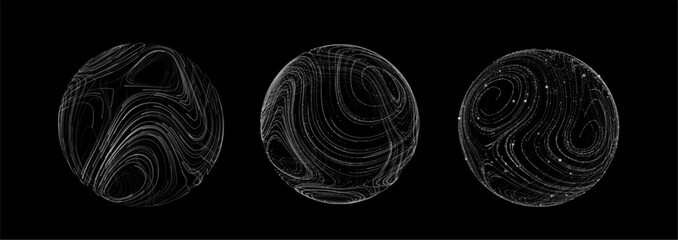 Abstract 3D Particle Sphere with Tech Science Data and AI Globe Network. Medical Digital Background for Conference or Neuron Research. Blue Vector Design with Light and Wave Effect.