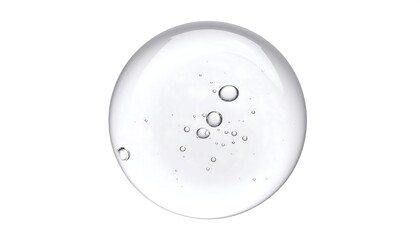 Clear, round serum droplet with bubbles