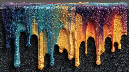 Dripping paint blot overlaying rough canvas in motion inspired acrylic pour with black backdrop