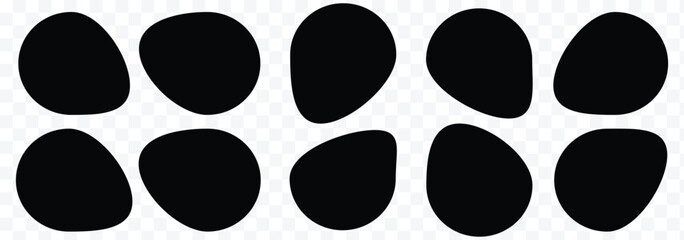 Random organic blob shapes. Black cube drops. Liquid organic amoeba silhouette blob in modern style. Various shapes of irregular blobs. organic blob shape irregular form abstract vector illustration 