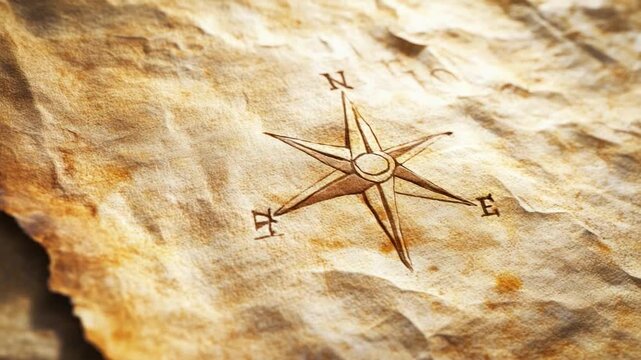 Aged parchment with a compass rose