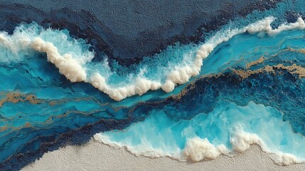 Canvas art with line wave acrylic pour effect combining smooth color and rugged black texture
