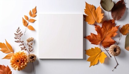 Creating autumn-themed art home studio blank canvas seasonal decor top-down view fall inspiration