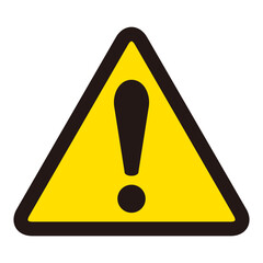 黄色い三角形の 注意マーク　警告サイン　危険シンボル