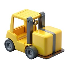  3D Yellow Forklift Icon – Warehouse Transport Machine