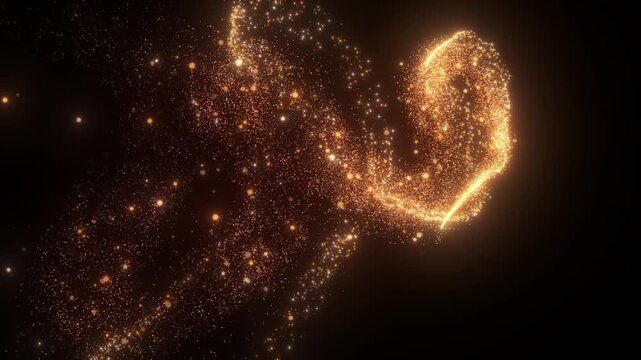 4K Golden Light Particle Trail Flowing Abstract Glitter Explosion Background Animation Footage