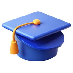 3D Blue Graduation Cap Icon – Education Symbol