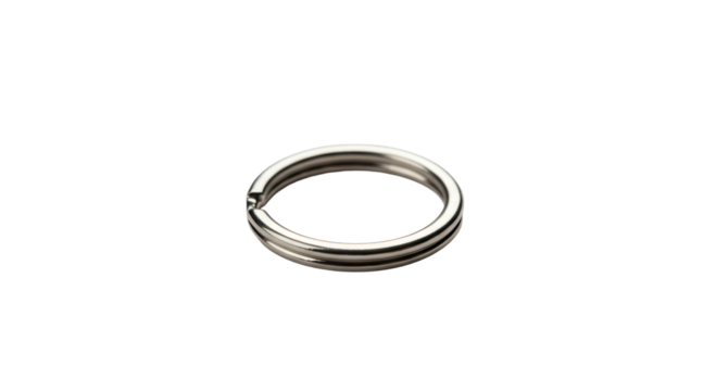 Silver keyring on white background representing Transparent background png  