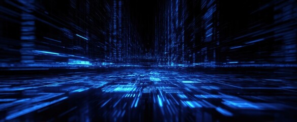 The Futuristic Glow of Digital Data Streams in Motion