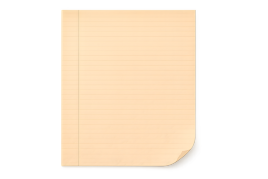 A vintage-style blank notebook page or loose leaf paper, ideal for a retro or nostalgic design, providing ample copy space for text or illustrations.