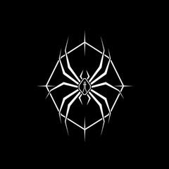 Fototapeta premium Stylized spider web design, arachnid symbol, geometric hexagon, minimalist art.