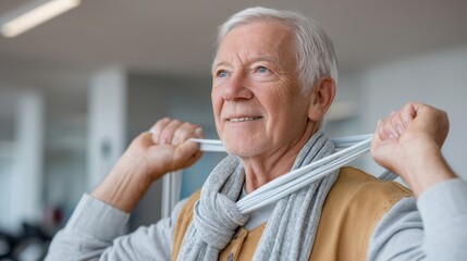 Senior man engaging in physical activity at gym fitness session indoor space motivational atmosphere