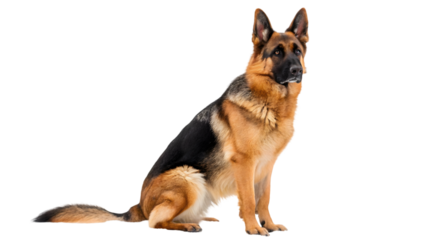 german shepherd sitting alert with a focused gaze on a white background isolated on white background 31200001 1