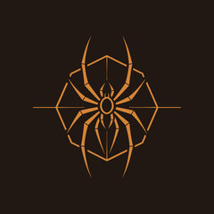 Fototapeta premium Stylized illustration of a spider in a geometric web design.